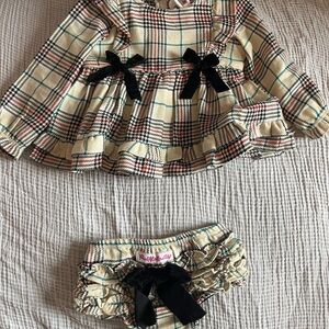 Baby girl bloomer set plaid